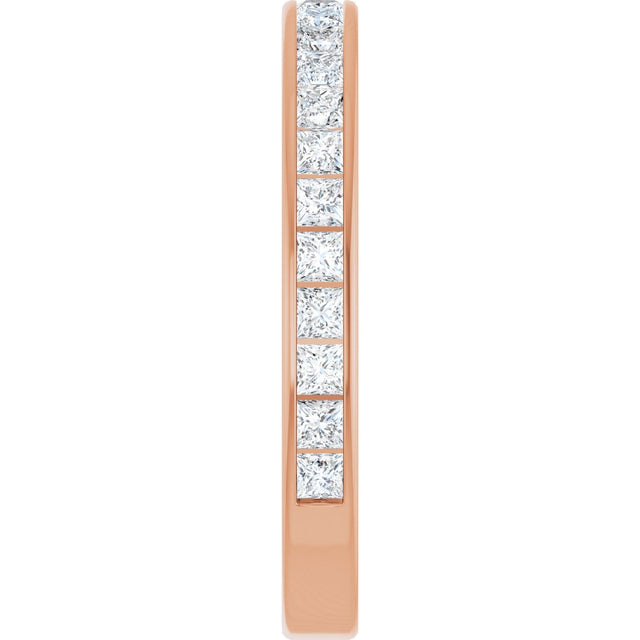 14K Gold Square Lab-Grown Diamond Channel-Set Anniversary Band – 2x2 mm Stones - Rose Gold - view 4