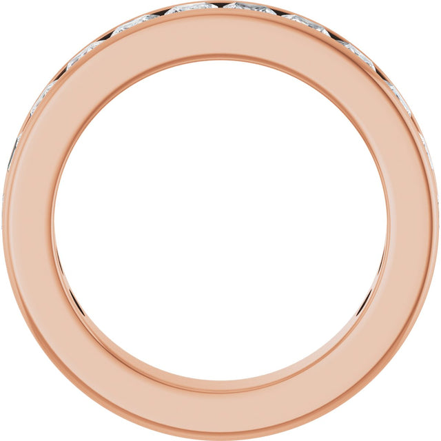 14K Gold Square Natural Diamond Channel-Set Anniversary Band – 2.5x2.5 mm Stones - Rose Gold - view 2