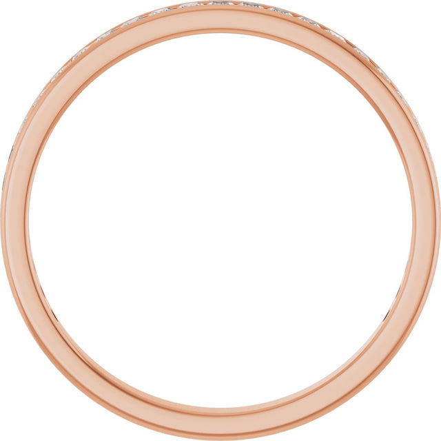 14K Gold Square Natural Diamond Channel-Set Anniversary Band – 1.75x1.75 mm Stones - Rose Gold - view 2