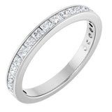 14K Gold Square Natural Diamond Channel-Set Anniversary Band – 2.25x2.25 mm Stones - White Gold
