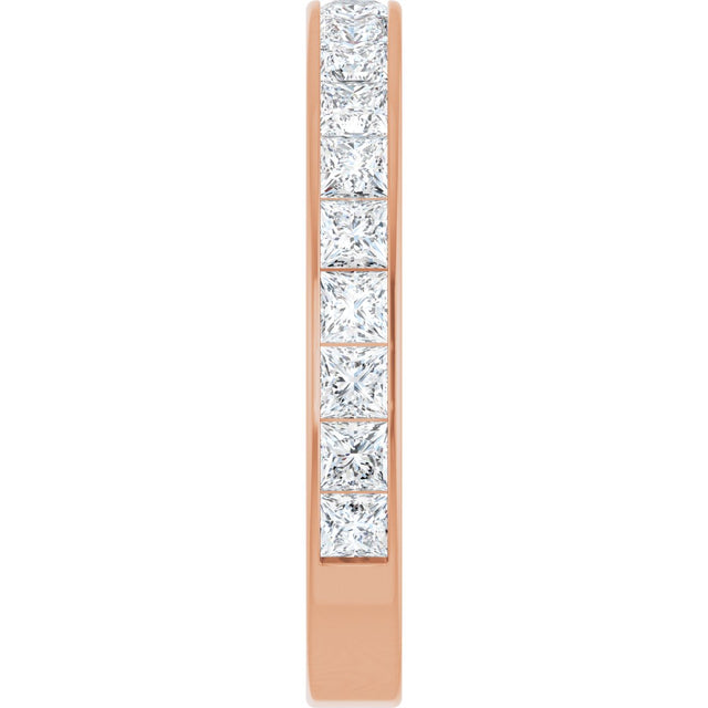 14K Gold Square Lab-Grown Diamond Channel-Set Anniversary Band – 3x3 mm Stones - Rose Gold - view 4
