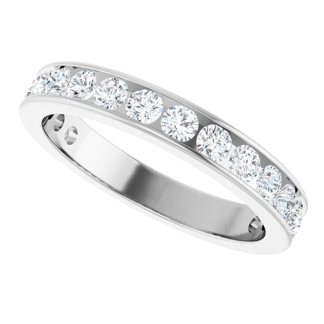14K Gold Round Lab-Grown Diamond Channel-Set Anniversary Band – 3 mm Stones - White Gold - view 5