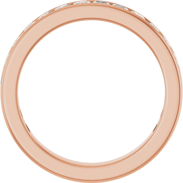 14K Gold Square Lab-Grown Diamond Channel-Set Anniversary Band – 2.25x2.25 mm Stones - Rose Gold - view 2
