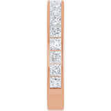 14K Gold Square Natural Diamond Channel-Set Anniversary Band – 2.5x2.5 mm Stones - Rose Gold - view 4