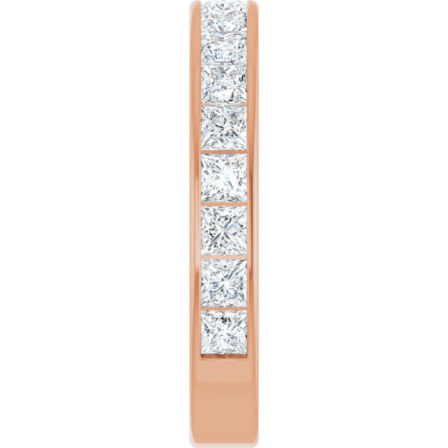 14K Gold Square Natural Diamond Channel-Set Anniversary Band – 2.5x2.5 mm Stones - Rose Gold - view 4