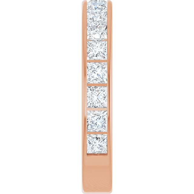 14K Gold Square Natural Diamond Channel-Set Anniversary Band – 2.5x2.5 mm Stones - Rose Gold - view 4