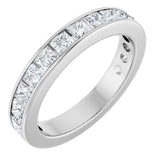 14K Gold Square Natural Diamond Channel-Set Anniversary Band – 2.5x2.5 mm Stones - White Gold