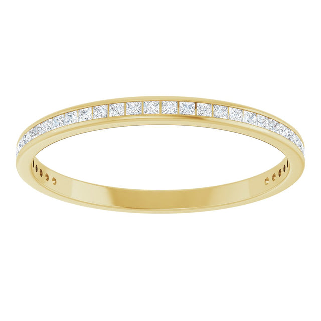 14K Gold Square Natural Diamond Channel-Set Anniversary Band – 1.5x1.5 mm Stones (3/4 CTW) - Yellow Gold - view 3
