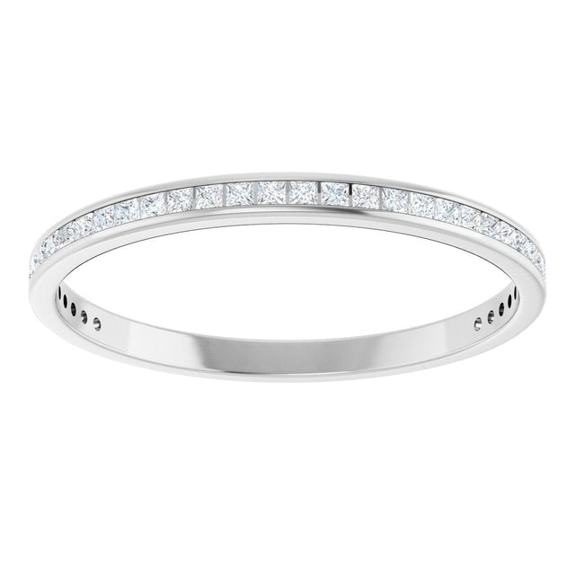 14K Gold Square Natural Diamond Channel-Set Anniversary Band – 1.5x1.5 mm Stones (3/4 CTW) - White Gold - view 3