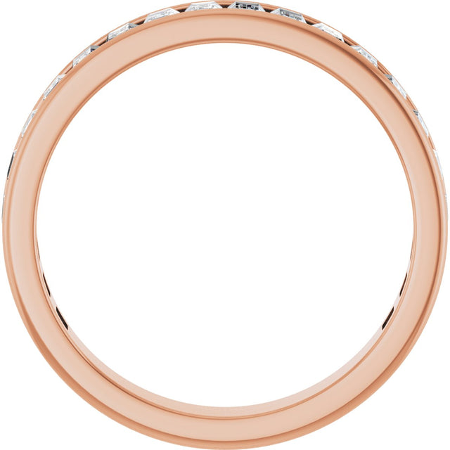 14K Gold Straight Baguette Lab-Grown Diamond Channel-Set Anniversary Band – 3x2 mm Stones - Rose Gold - view 2
