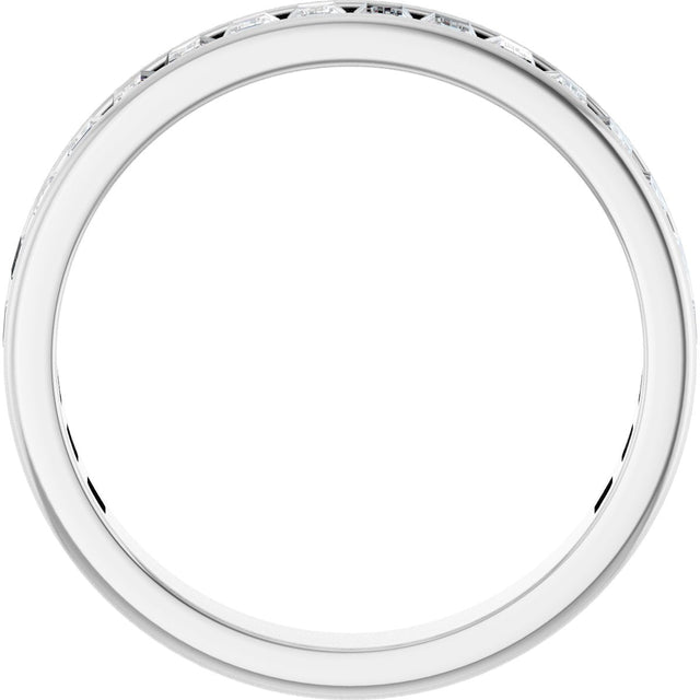 14K Gold Straight Baguette Lab-Grown Diamond Channel-Set Anniversary Band – 3x2 mm Stones - White Gold - view 2