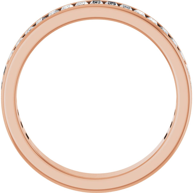 14K Gold Straight Baguette Lab-Grown Diamond Channel-Set Anniversary Band – 3x1.5 mm Stones - Rose Gold - view 2