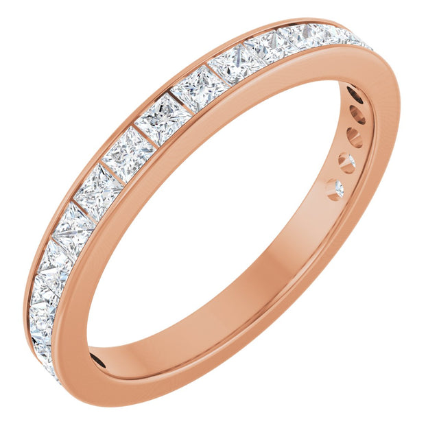14K Gold Square Lab-Grown Diamond Channel-Set Anniversary Band – 3x3 mm Stones (3 5/8 CTW) - Rose Gold