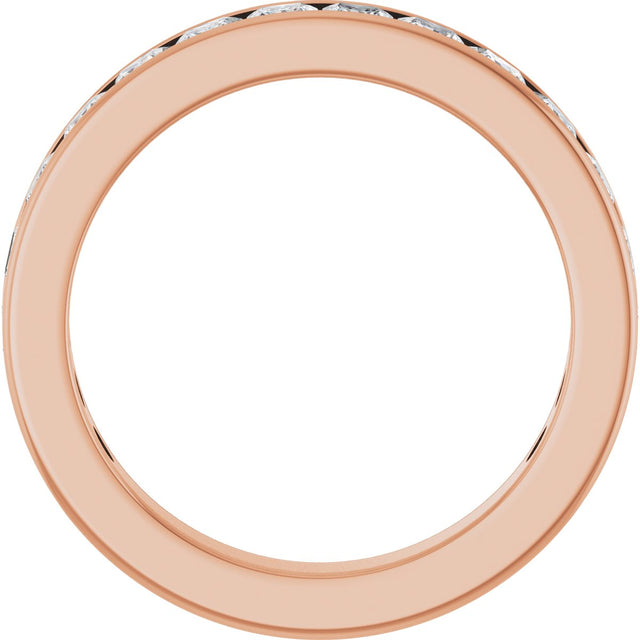 14K Gold Square Lab-Grown Diamond Channel-Set Anniversary Band – 3x3 mm Stones - Rose Gold - view 2