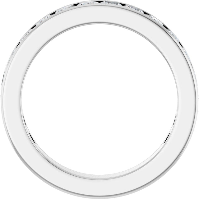 14K Gold Square Natural Diamond Channel-Set Anniversary Band – 3x3 mm Stones - White Gold - view 2