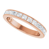 14K Gold Square Lab-Grown Diamond Channel-Set Anniversary Band – 3x3 mm Stones - Rose Gold - view 5
