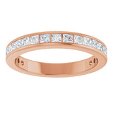 14K Gold Square Natural Diamond Channel-Set Anniversary Band – 1.75x1.75 mm Stones - Rose Gold - view 3