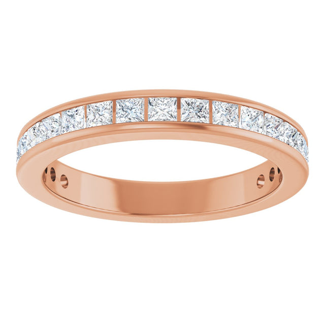 14K Gold Square Natural Diamond Channel-Set Anniversary Band – 1.75x1.75 mm Stones - Rose Gold - view 3