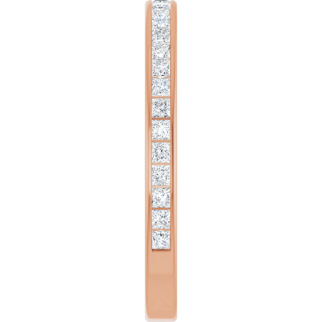 14K Gold Square Natural Diamond Channel-Set Anniversary Band – 1.75x1.75 mm Stones - Rose Gold - view 4