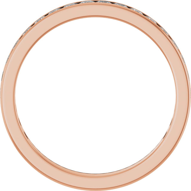 14K Gold Square Natural Diamond Channel-Set Anniversary Band – 2.5x2.5 mm Stones - Rose Gold - view 2