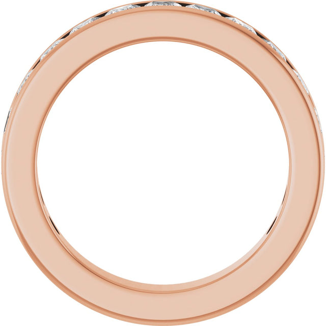 14K Gold Square Natural Diamond Channel-Set Anniversary Band – 2.5x2.5 mm Stones - Rose Gold - view 2