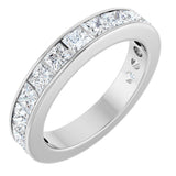 14K Gold Square Natural Diamond Channel-Set Anniversary Band – 3x3 mm Stones - White Gold