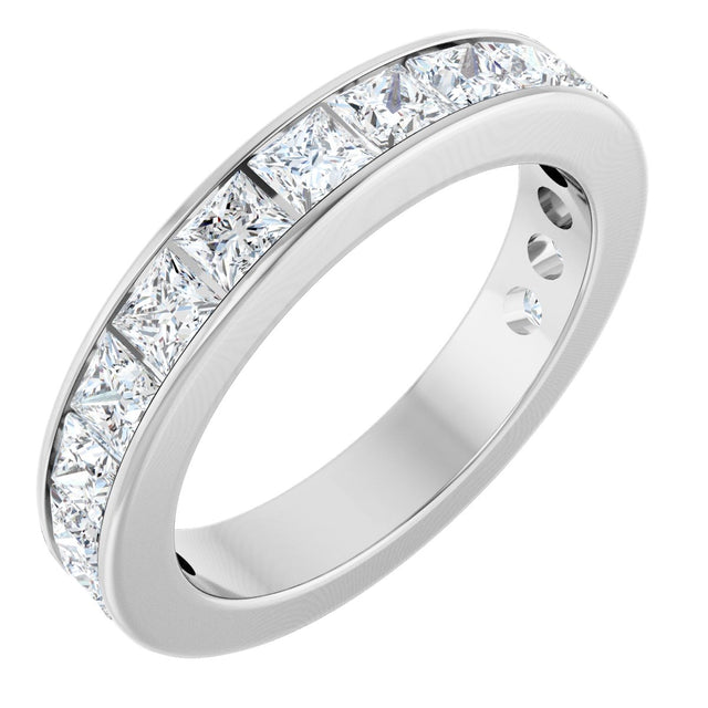 14K Gold Square Lab-Grown Diamond Channel-Set Anniversary Band – 3x3 mm Stones - White Gold