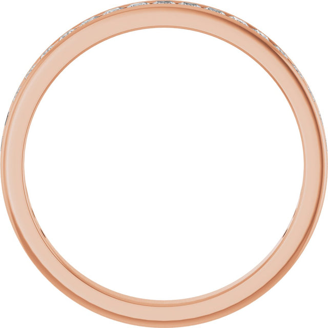 14K Gold Square Natural Diamond Channel-Set Anniversary Band – 2x2 mm Stones - Rose Gold - view 2