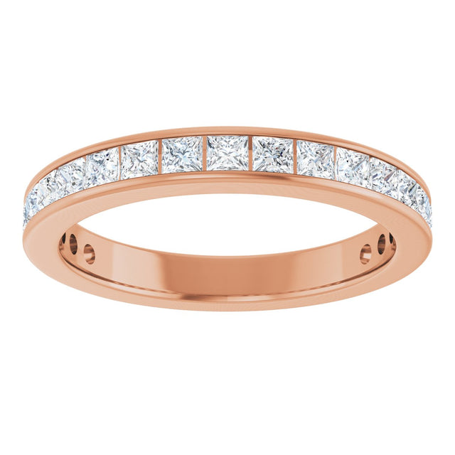 14K Gold Square Lab-Grown Diamond Channel-Set Anniversary Band – 2.25x2.25 mm Stones - Rose Gold - view 3