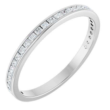 14K Gold Square Lab-Grown Diamond Channel-Set Anniversary Band – 1.5x1.5 mm Stones - White Gold