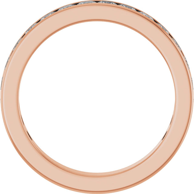 14K Gold Square Lab-Grown Diamond Channel-Set Anniversary Band – 3x3 mm Stones - Rose Gold - view 2
