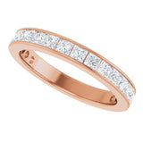 14K Gold Square Lab-Grown Diamond Channel-Set Anniversary Band – 3x3 mm Stones - Rose Gold - view 5