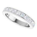 14K Gold Square Lab-Grown Diamond Channel-Set Anniversary Band – 3x3 mm Stones - White Gold - view 5