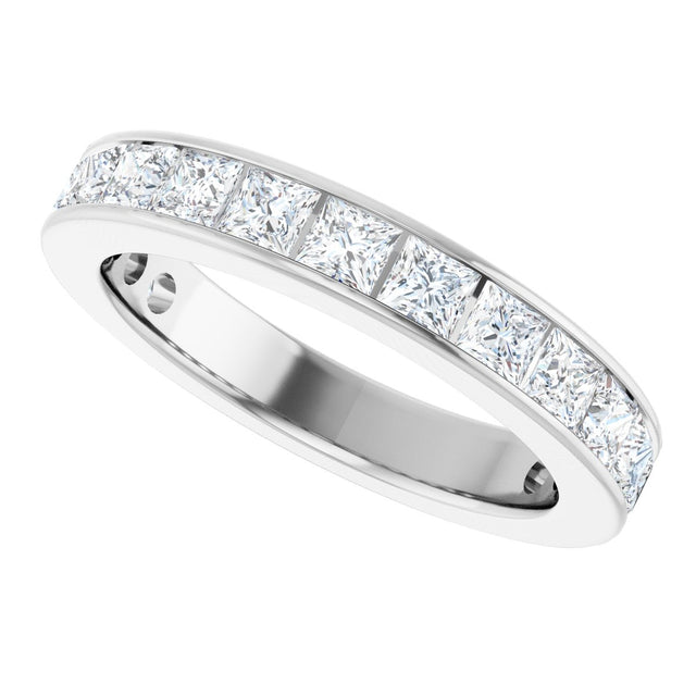 14K Gold Square Lab-Grown Diamond Channel-Set Anniversary Band – 3x3 mm Stones - White Gold - view 5