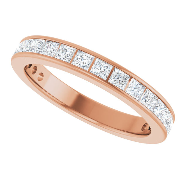 14K Gold Square Lab-Grown Diamond Channel-Set Anniversary Band – 2.25x2.25 mm Stones - Rose Gold - view 5
