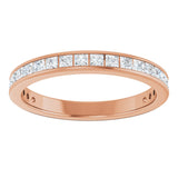 14K Gold Square Lab-Grown Diamond Channel-Set Anniversary Band – 2x2 mm Stones - Rose Gold - view 3