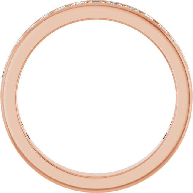 14K Gold Square Lab-Grown Diamond Channel-Set Anniversary Band – 1.75x1.75 mm Stones - Rose Gold - view 2