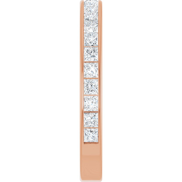 14K Gold Square Lab-Grown Diamond Channel-Set Anniversary Band – 2.25x2.25 mm Stones - Rose Gold - view 4