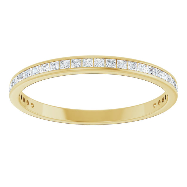 14K Gold Square Natural Diamond Channel-Set Anniversary Band – 1.75x1.75 mm Stones (1 1/5–1 1/4 CTW) - Yellow Gold - view 3