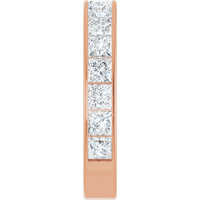 14K Gold Square Lab-Grown Diamond Channel-Set Anniversary Band – 3x3 mm Stones - Rose Gold - view 4
