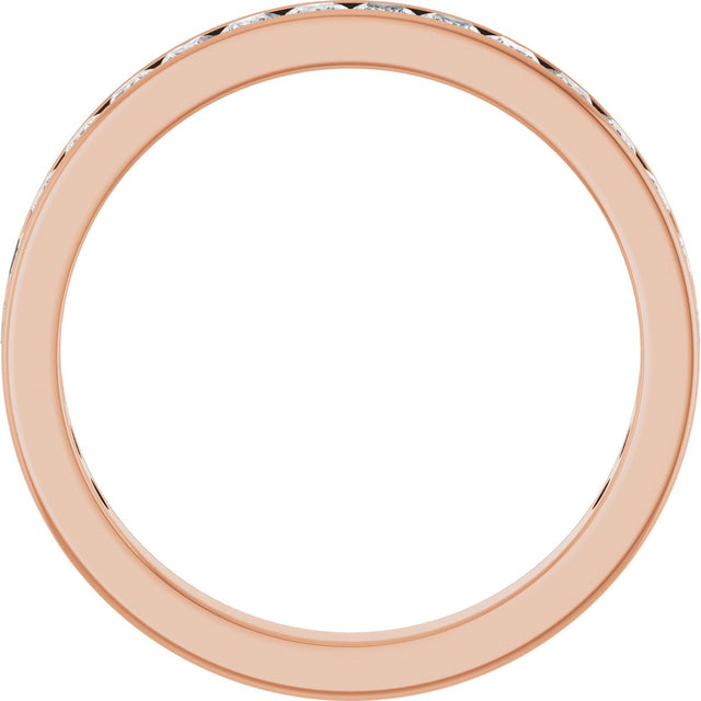 14K Gold Square Lab-Grown Diamond Channel-Set Anniversary Band – 3x3 mm Stones (3 5/8 CTW) - Rose Gold - view 2