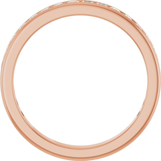 14K Gold Square Lab-Grown Diamond Channel-Set Anniversary Band – 1.5x1.5 mm Stones - Rose Gold - view 2