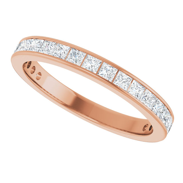 14K Gold Square Natural Diamond Channel-Set Anniversary Band – 2.5x2.5 mm Stones - Rose Gold - view 5