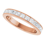 14K Gold Square Lab-Grown Diamond Channel-Set Anniversary Band – 3x3 mm Stones - Rose Gold - view 5
