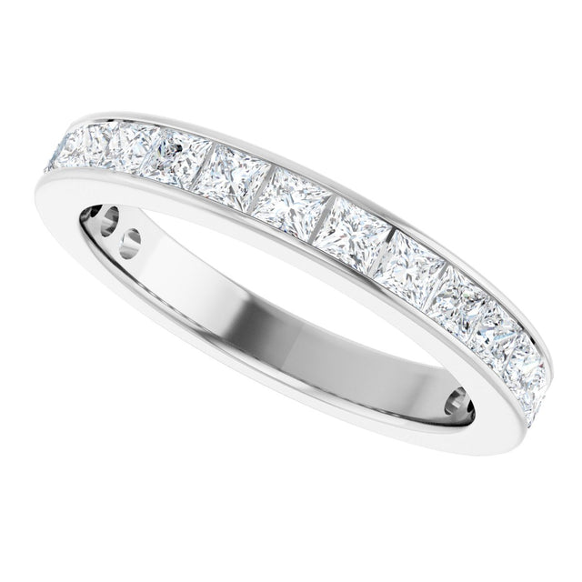 14K Gold Square Lab-Grown Diamond Channel-Set Anniversary Band – 3x3 mm Stones - White Gold - view 5