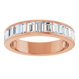 14K Gold Straight Baguette Natural Diamond Channel-Set Anniversary Band – 3x2 mm Stones - Rose Gold - view 3