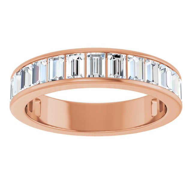 14K Gold Straight Baguette Lab-Grown Diamond Channel-Set Anniversary Band – 3x2 mm Stones - Rose Gold - view 3