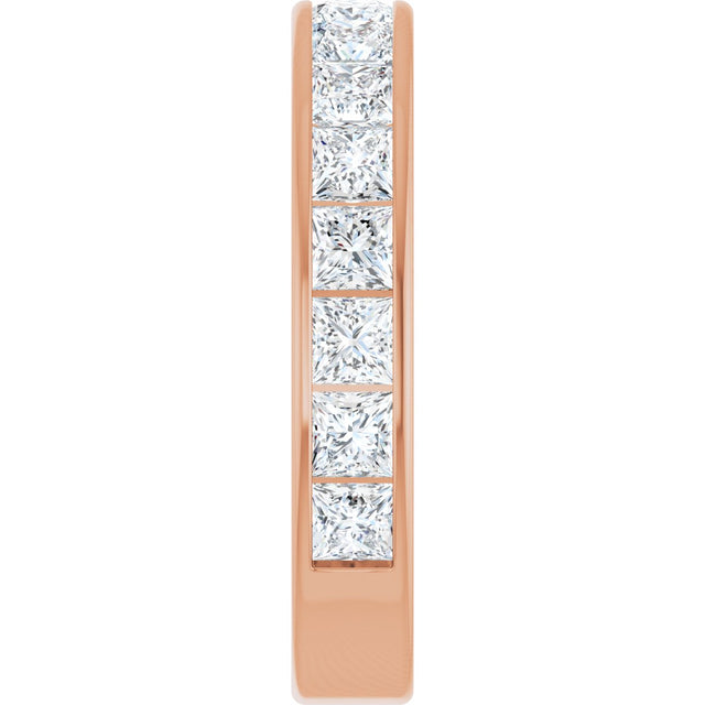 14K Gold Square Natural Diamond Channel-Set Anniversary Band – 2.5x2.5 mm Stones - Rose Gold - view 4
