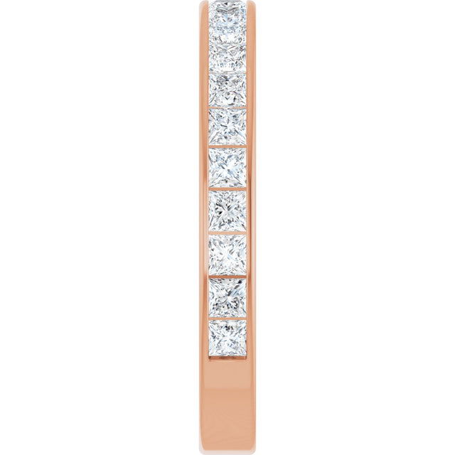 14K Gold Square Lab-Grown Diamond Channel-Set Anniversary Band – 2.5x2.5 mm Stones - Rose Gold - view 4
