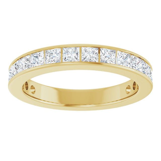 10K Gold Square Natural Diamond Channel-Set Anniversary Band – 2 7/8 CTW - Yellow Gold - view 3
